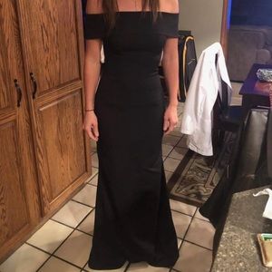 JJ’s House Size 2 Black Off Shoulder Bridesmaid Dress